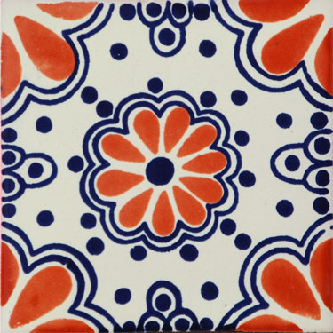 Mexican Artistic Tile Lace Terracota Azul 1031